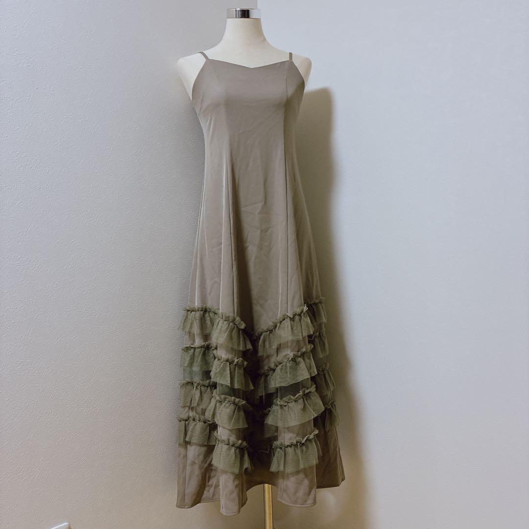 ニアナ　グレージュ　トランスペアレントヘムセットアップドレス ジャケットワンピ