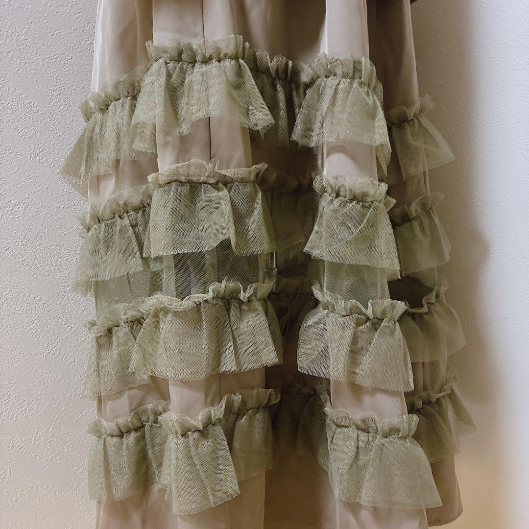 ニアナ　グレージュ　トランスペアレントヘムセットアップドレス ジャケットワンピ