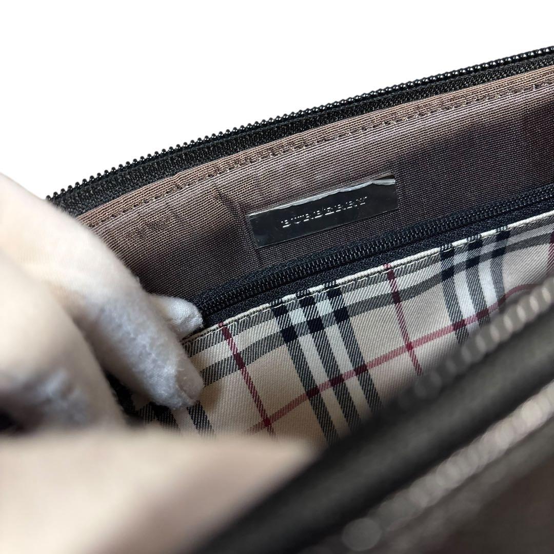 【極美品】希少　BURBERRY サフィアーノ　レザー　ハンドバッグ　ブラック