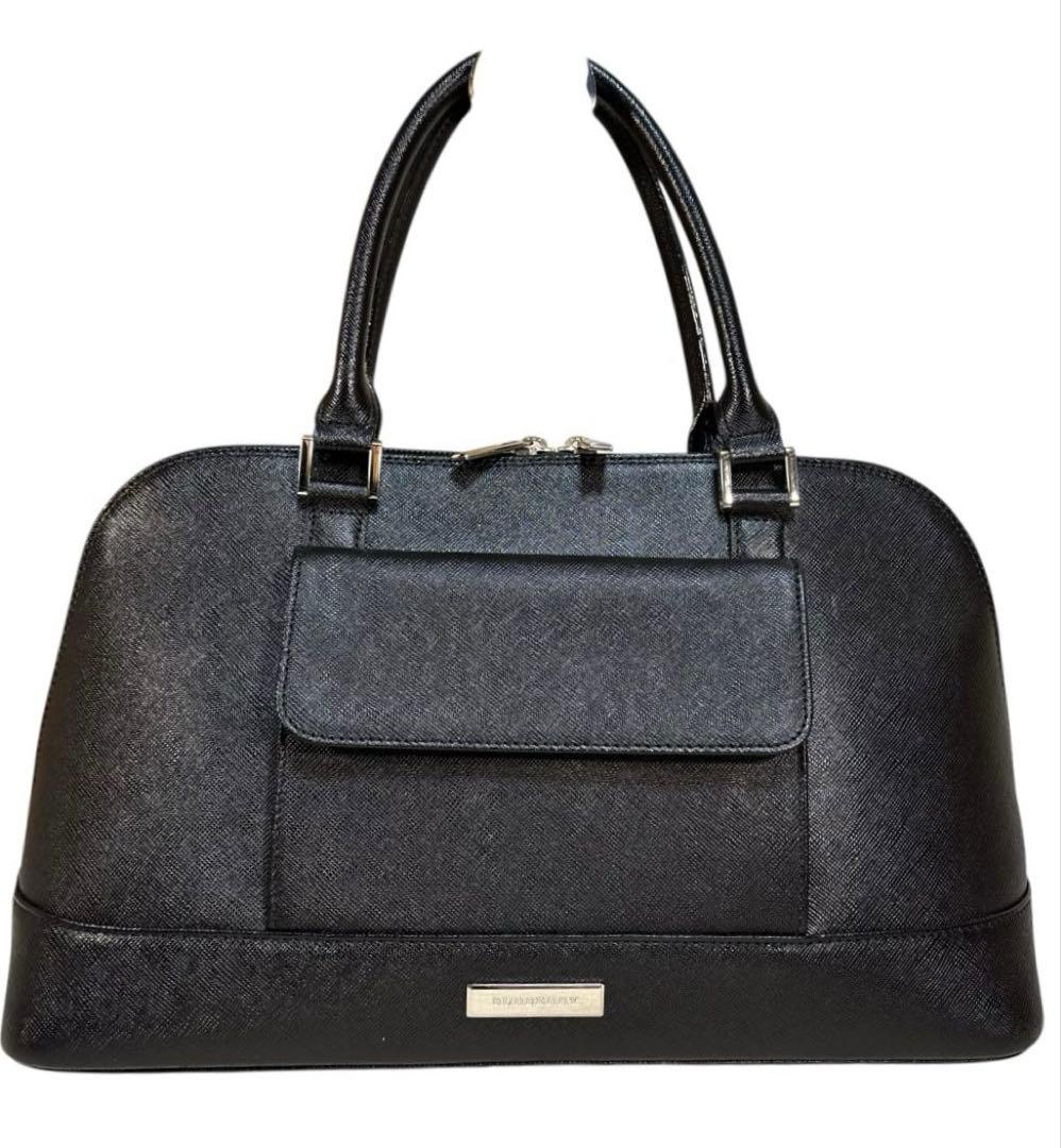 【極美品】希少　BURBERRY サフィアーノ　レザー　ハンドバッグ　ブラック