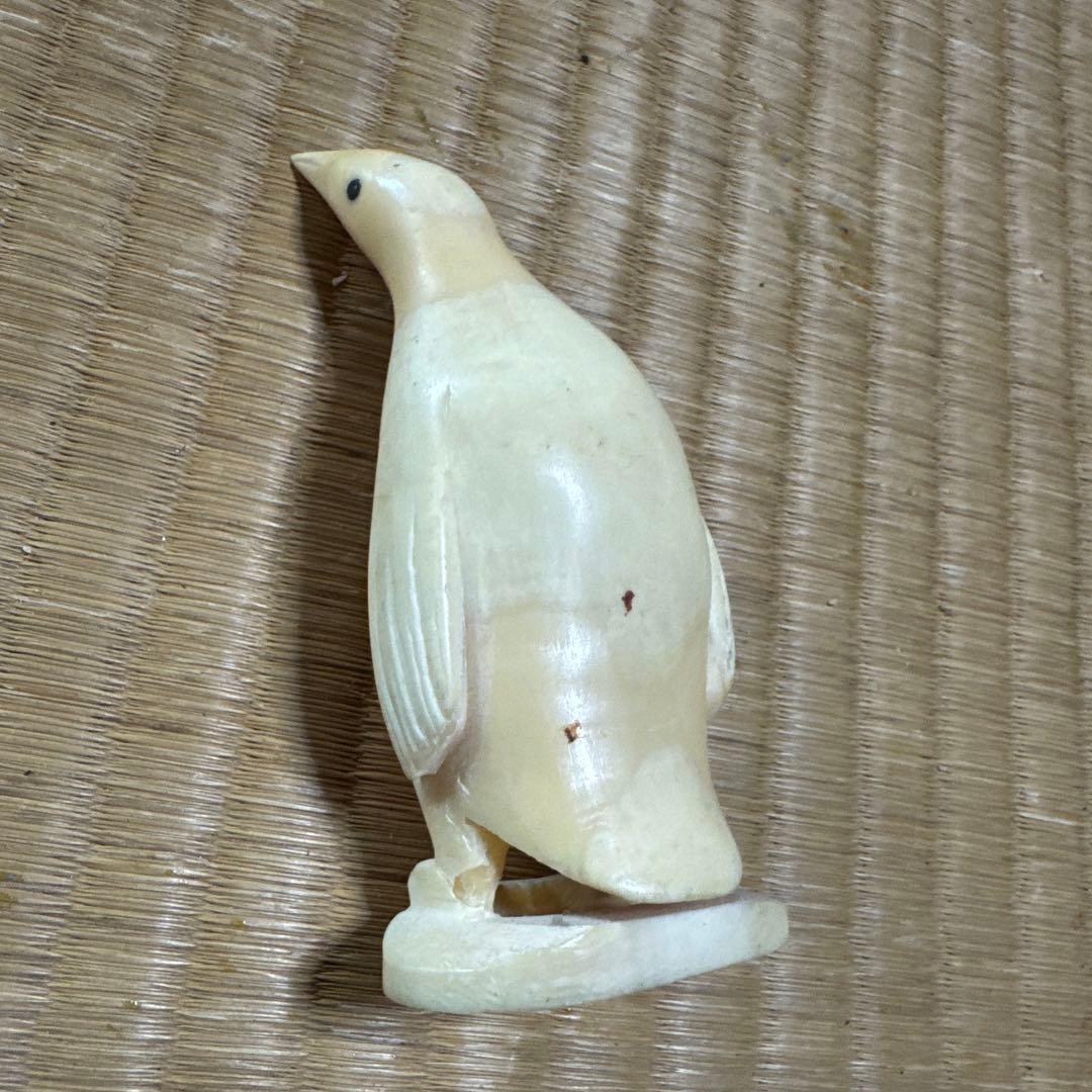 鯨の歯　鳥の彫刻 約15cm