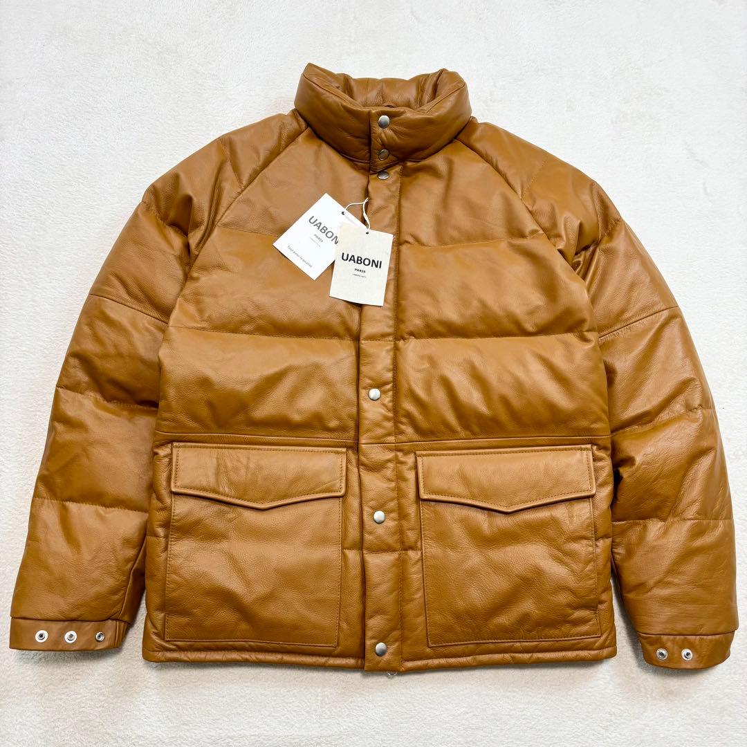 新品未使用 UABONI ユアボニ レザーダウンジャケット キャメル