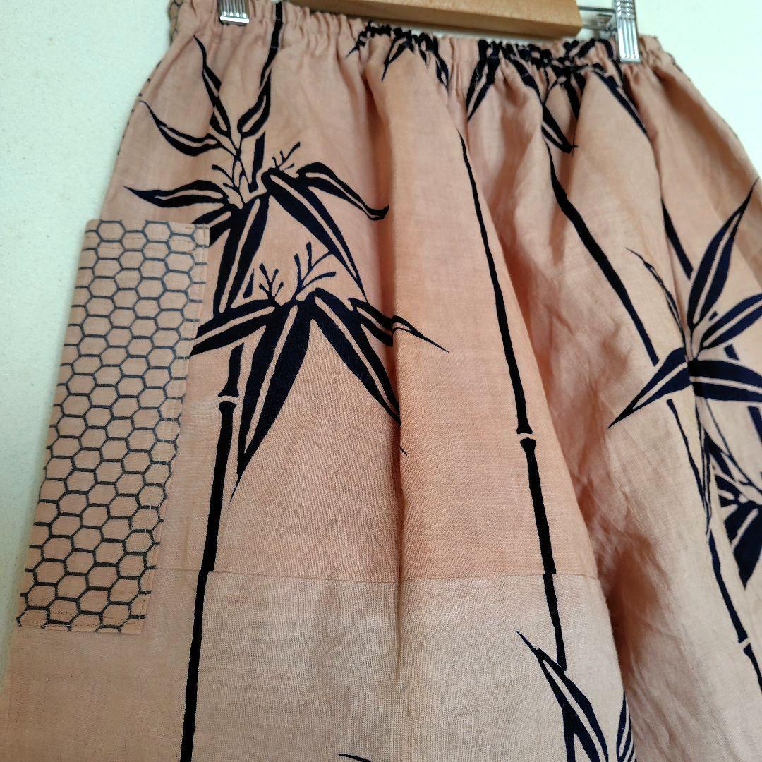 柿渋染めもんぺ【鯉空】ハンドメイド ワイドパンツ 季節手拭い 鯉のぼり 節句