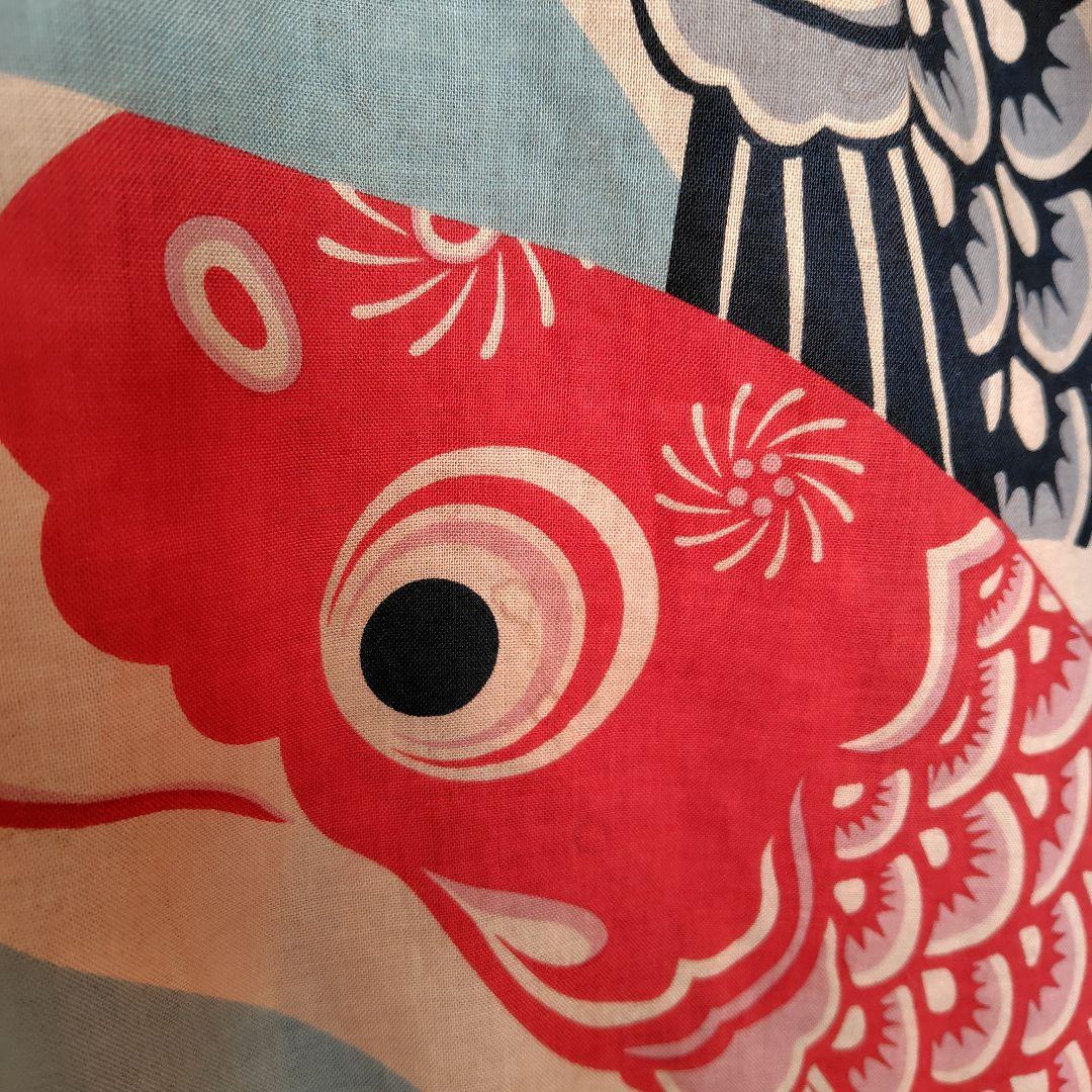 柿渋染めもんぺ【鯉空】ハンドメイド ワイドパンツ 季節手拭い 鯉のぼり 節句