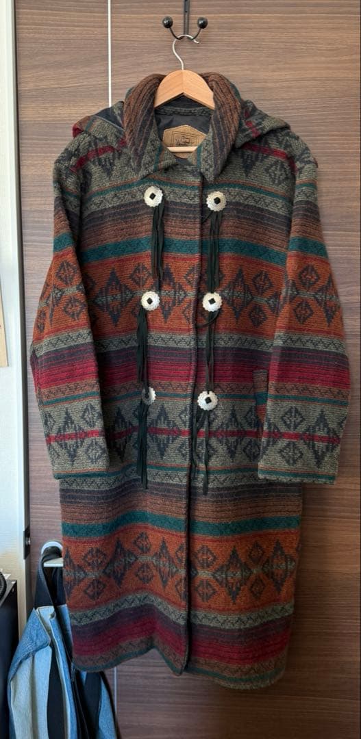80s WOOLRICH ネイティブ柄ウールコート 民族系 usa製 Lサイズ
