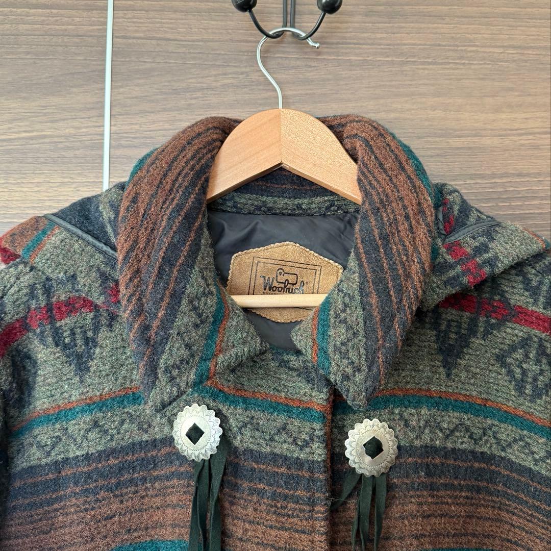 80s WOOLRICH ネイティブ柄ウールコート 民族系 usa製 Lサイズ