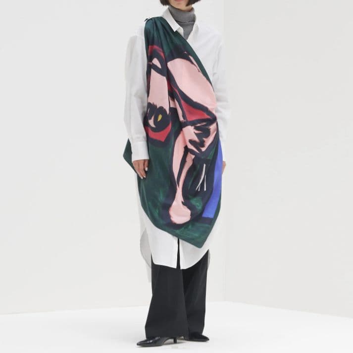 HERALBONY（ヘラルボニー）日本製 スカーフループ付き シャツワンピース