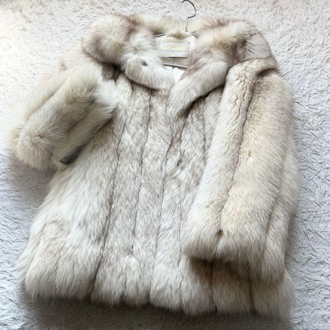 総丈70 ジョセフィーヌ ブルーフォックス リアルファーコート 本毛皮 さらさら