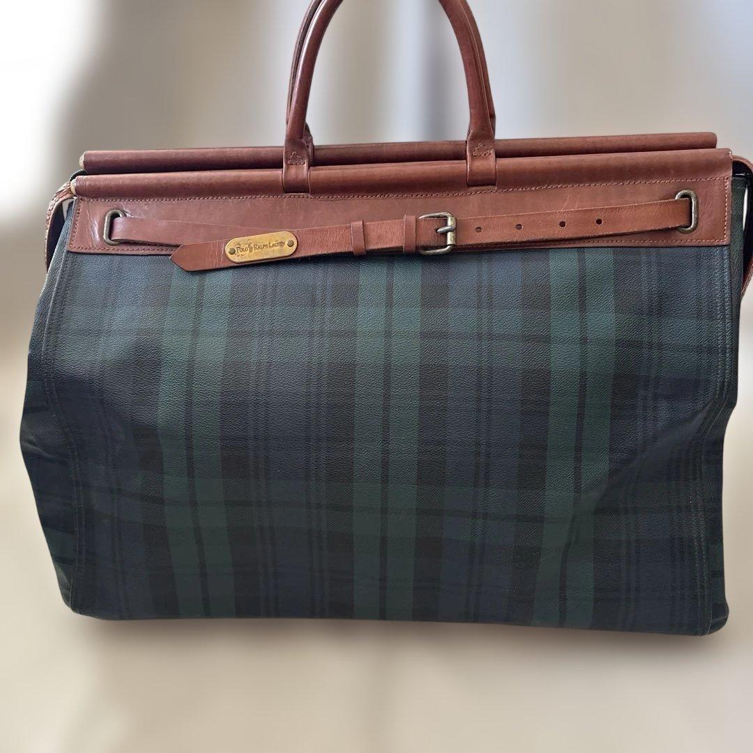 レア✨ポロラルフローレン　ボストンバッグ　ドクターズバッグ　チェック柄　グリーン