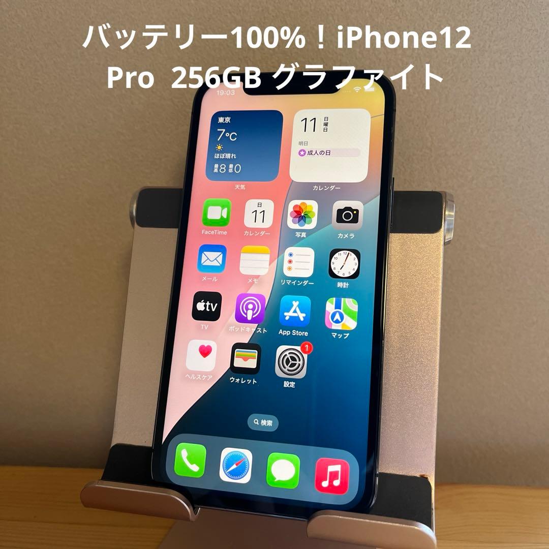 バッテリー100%！iPhone12 Pro 256GB グラファイト