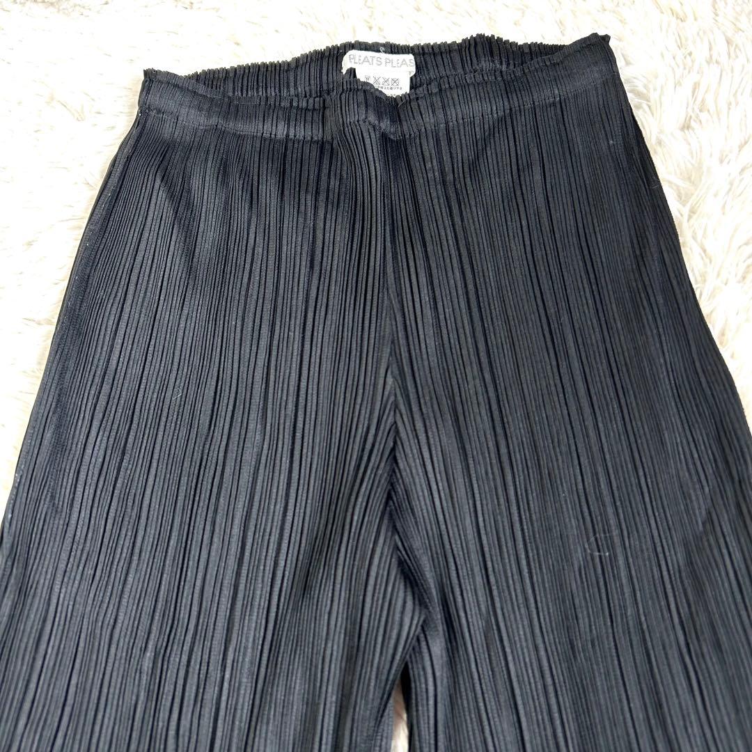 【美品】プリーツプリーズ 変形 裾デザイン プリーツパンツ 黒 1