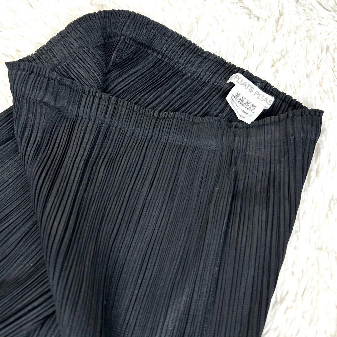 【美品】プリーツプリーズ 変形 裾デザイン プリーツパンツ 黒 1