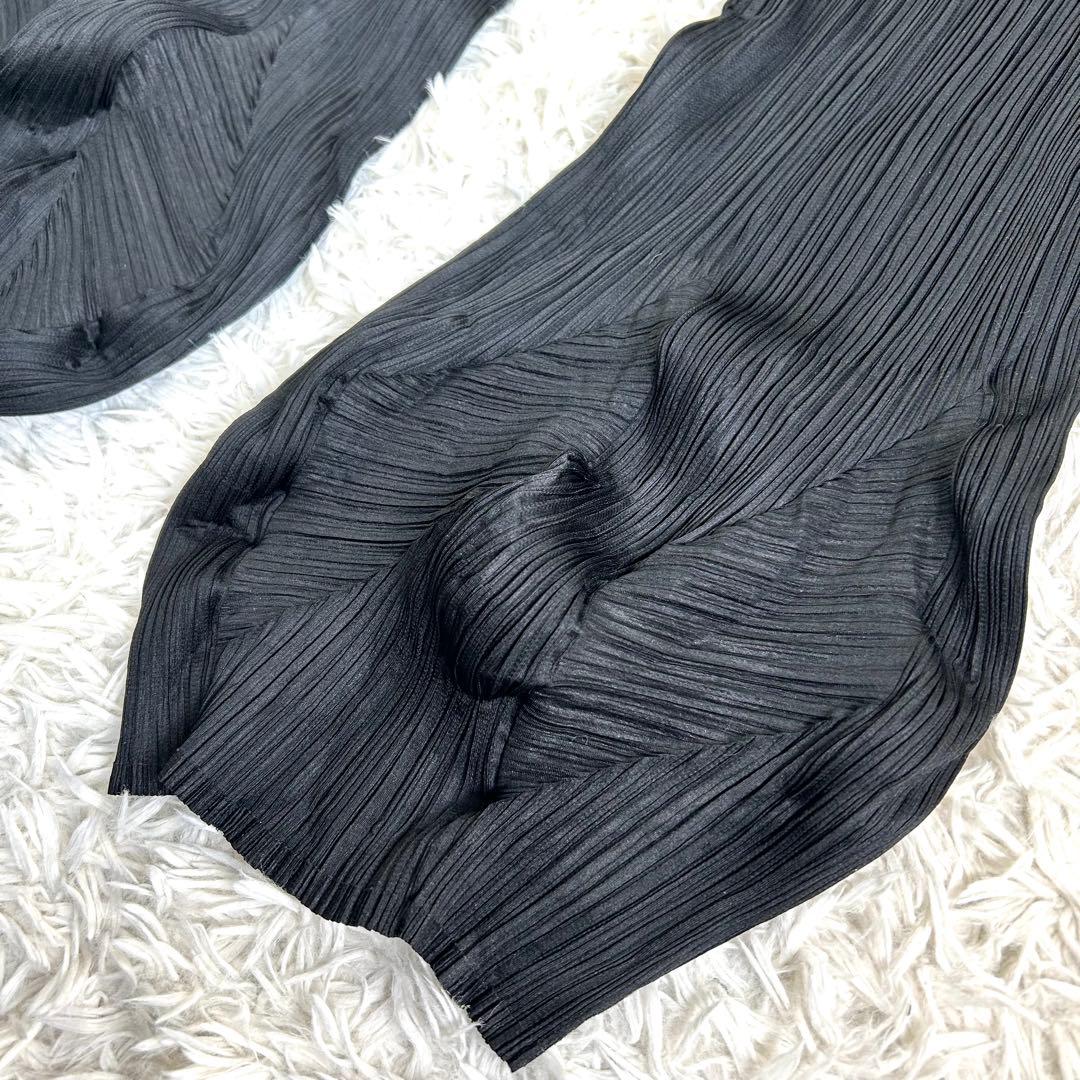 【美品】プリーツプリーズ 変形 裾デザイン プリーツパンツ 黒 1