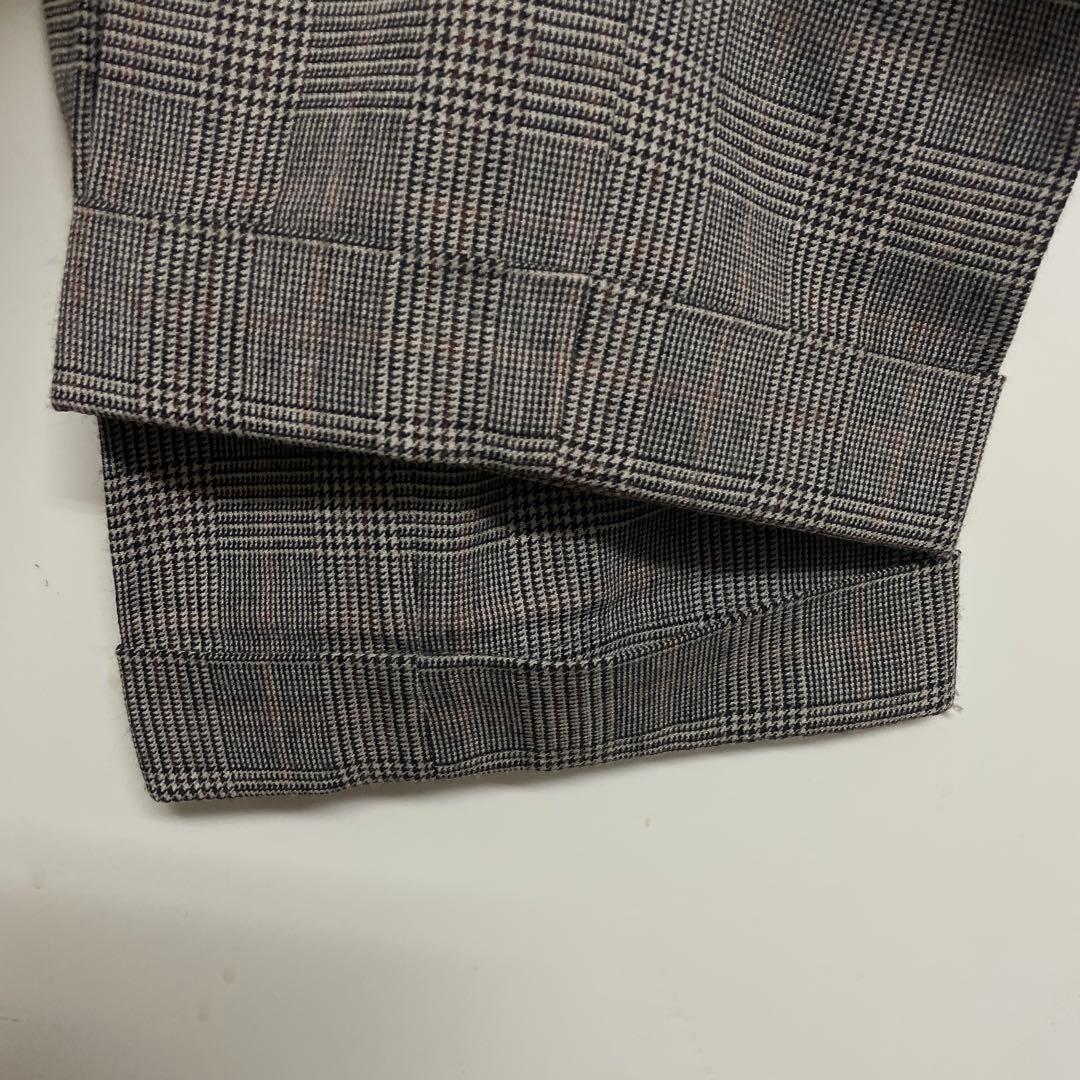 エルメス　セリエボタン　レザーパイピンググレンチェック40パンツ