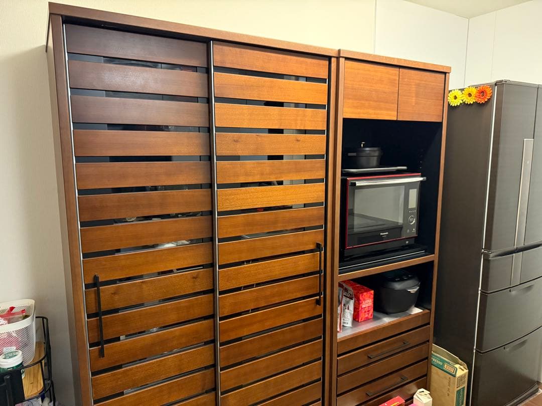 ウォールナット　シンプルモダン レンジボード 70cm幅