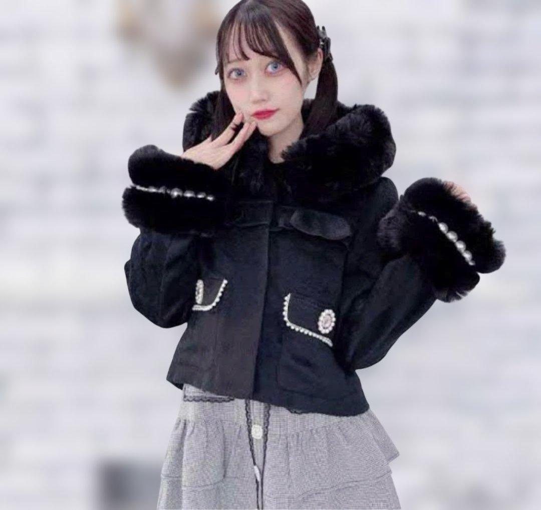 MARS ブラックファーコート　ショートコート