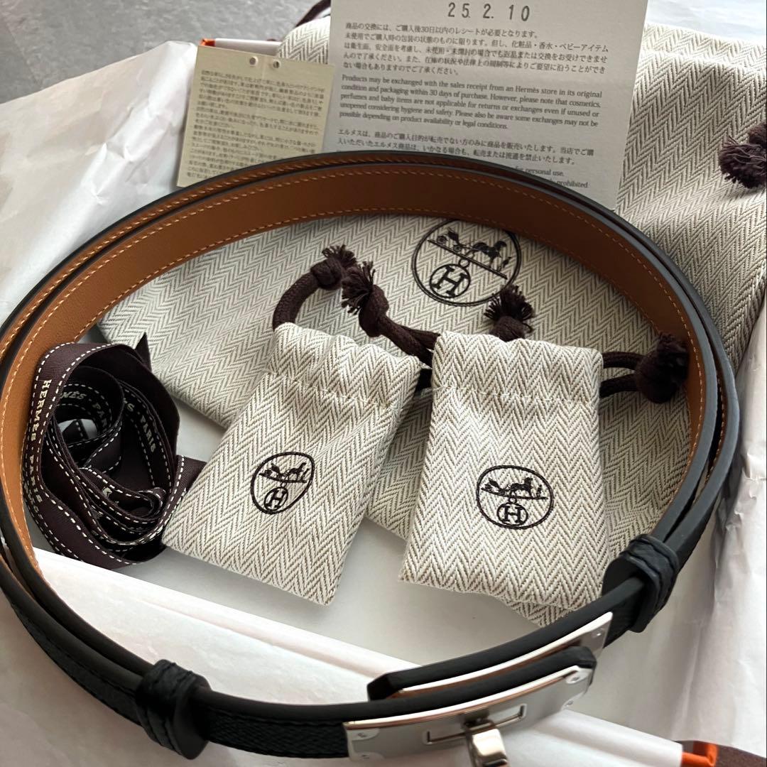 【新品・未使用】エルメス ケリー ベルト 18 ブラック シルバー金具