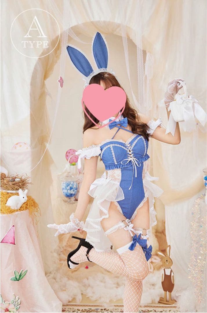 Malymoonマリームーン サイドレースデニムバニーボディスーツ バニーガール
