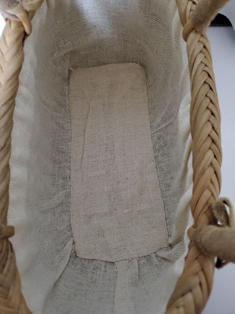 【藤籠バッグ】ハンドメイド バックスキン 革 麻生地 チャーム