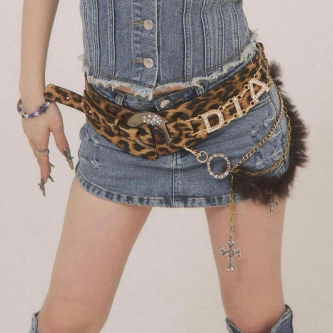 新品 2本セット d.i.a. ダイヤ Y2K ムーンバックルベルト レオパード