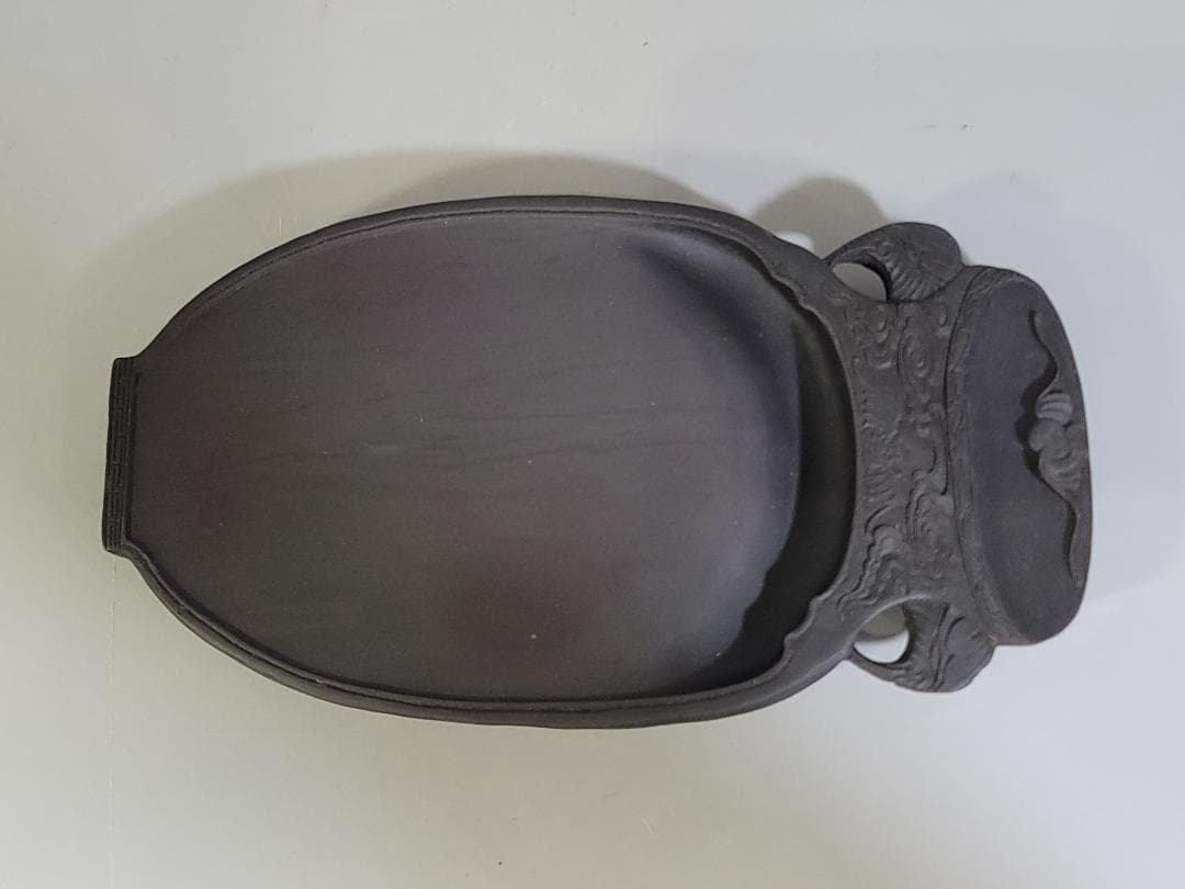 DT584 中国 文房具 端渓壷形 硯 唐木箱付