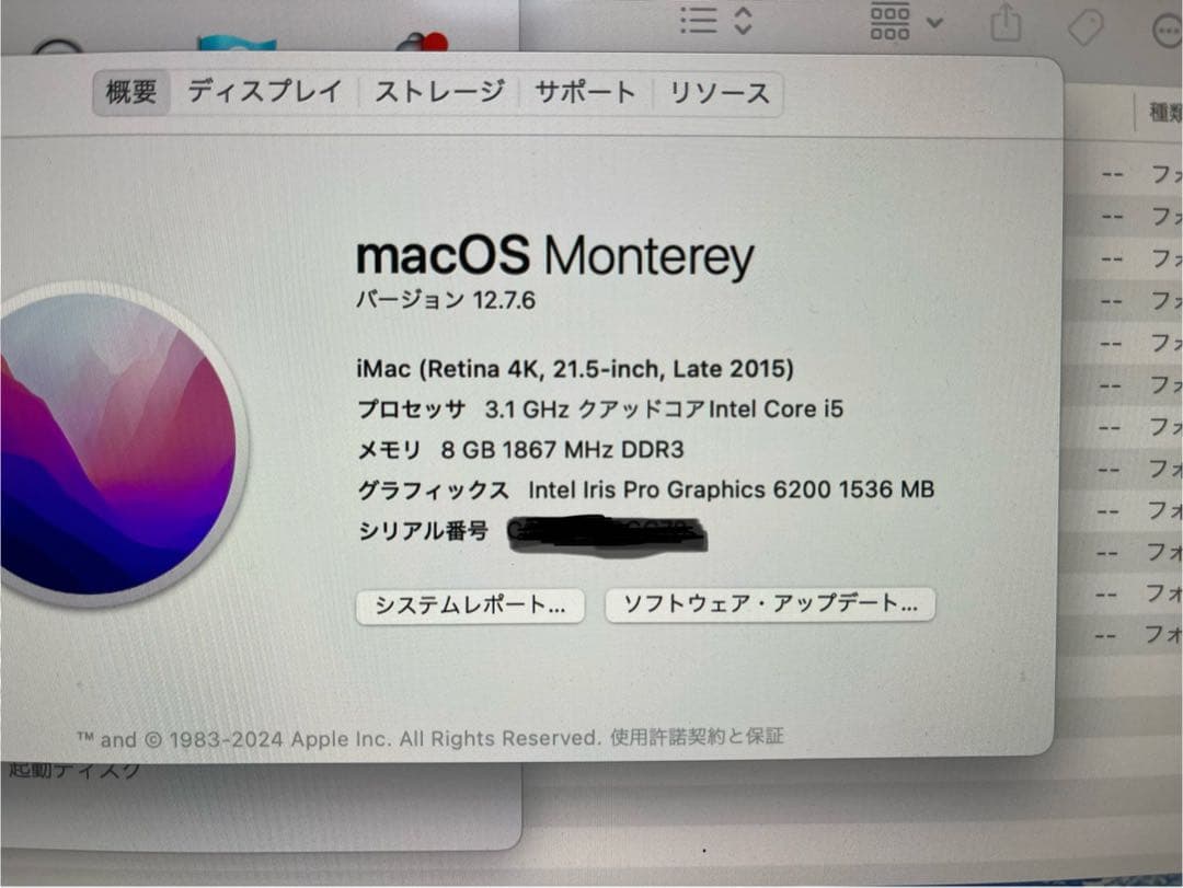 Apple iMac 21.5 late2015 マジックキーボード、有線マウス