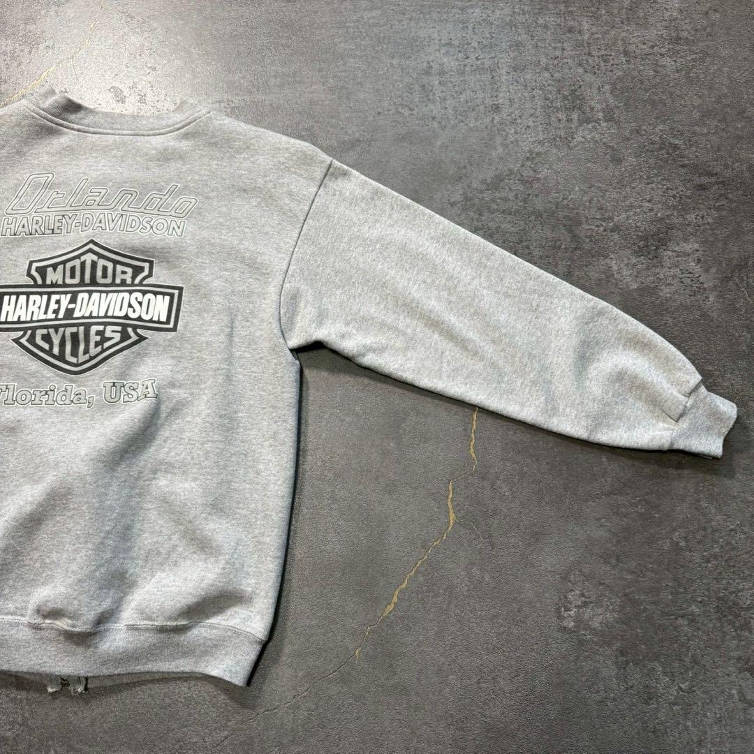 00sUSA製ハーレーダビッドソンアルミジップスウェットカーディガンヘザーグレー