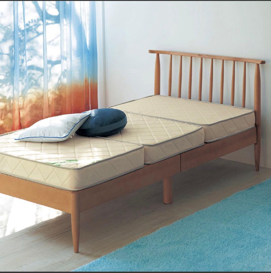 ベルメゾン バーチ材の背もたれ付きシングルベッド