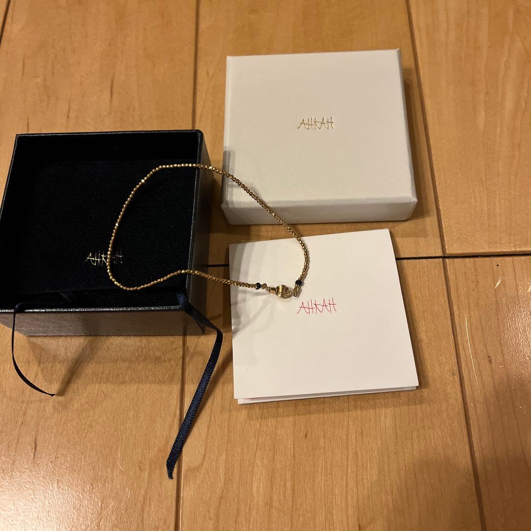 長期保管品 AHKAH K18YGサファイア　アンクレット