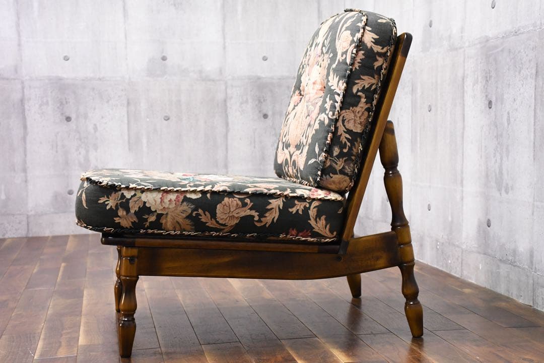 EHK26 オールドカリモク コロニアル 肘無椅子 イージーチェア ラウンジ