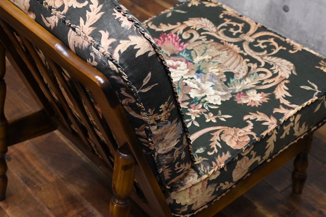 EHK26 オールドカリモク コロニアル 肘無椅子 イージーチェア ラウンジ