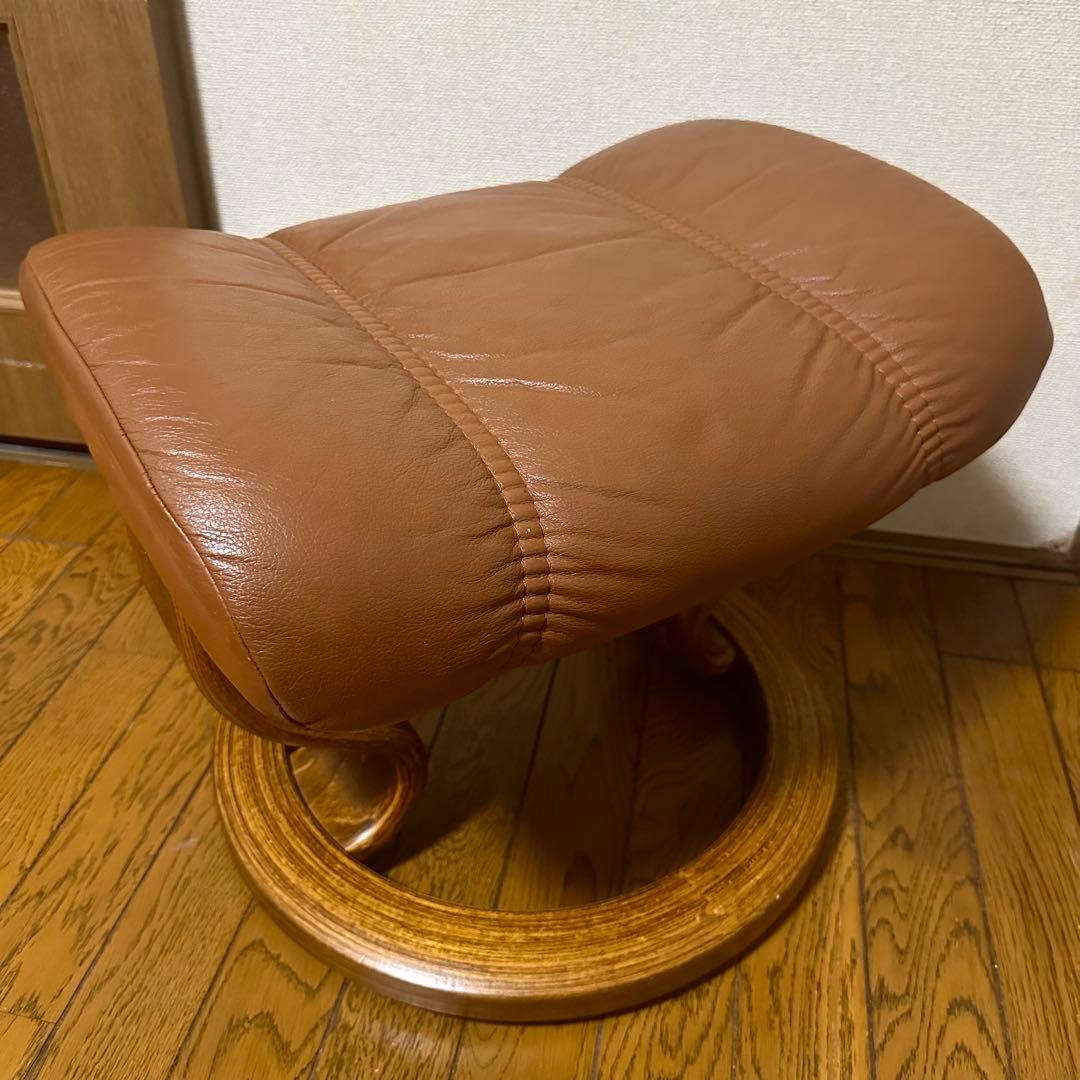 引越し短期出品/エコーネス EKORNES /オットマンスツール 本革 北欧
