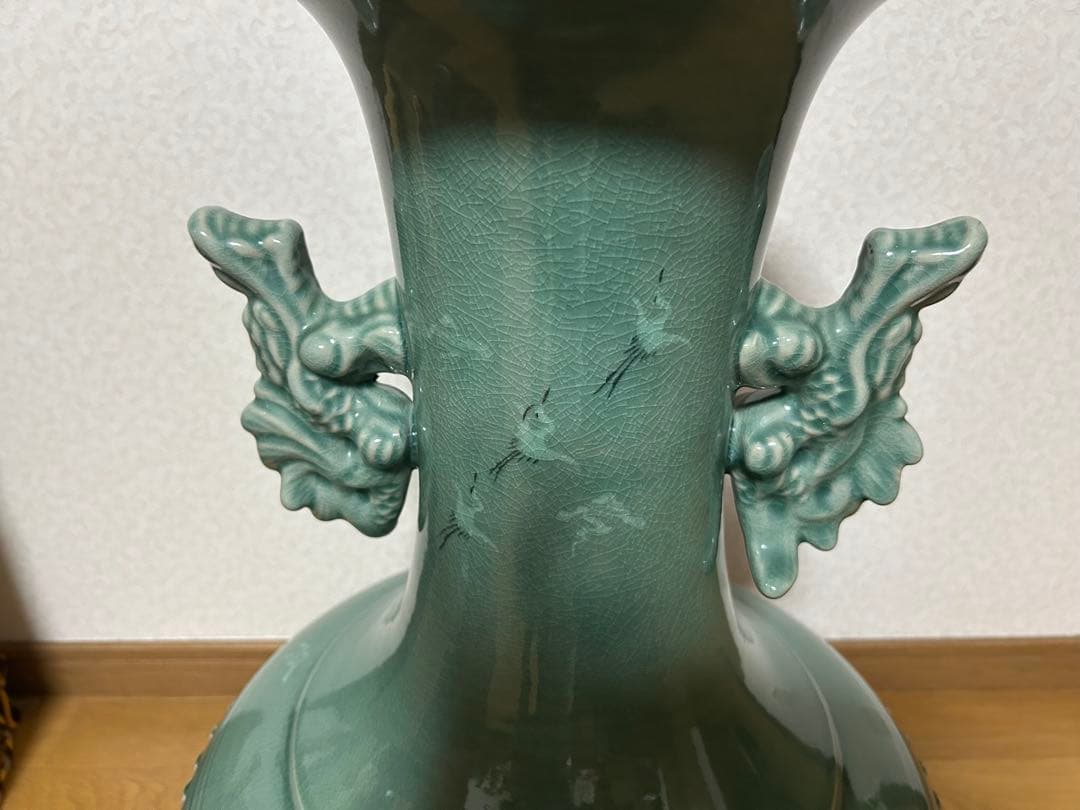 青山作 高麗青磁 大型 壺 花器
