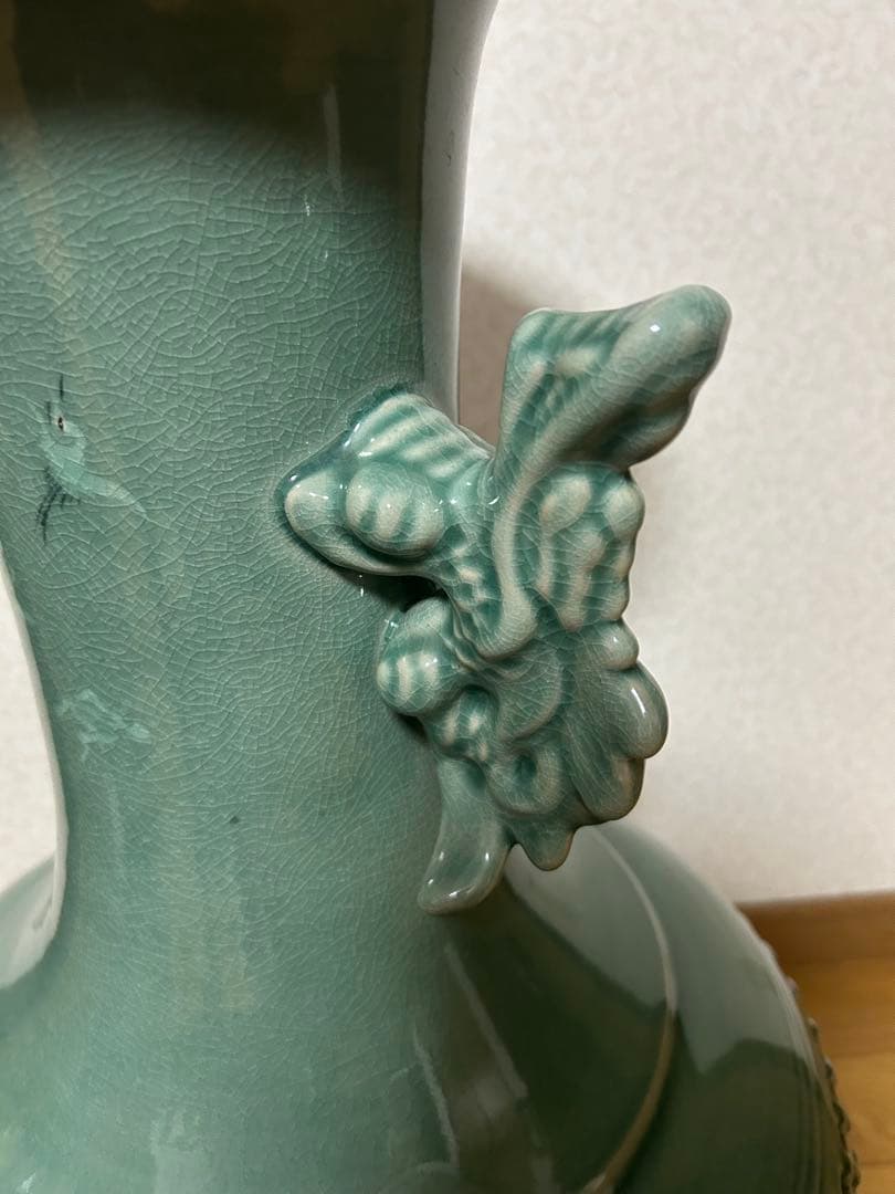 青山作 高麗青磁 大型 壺 花器