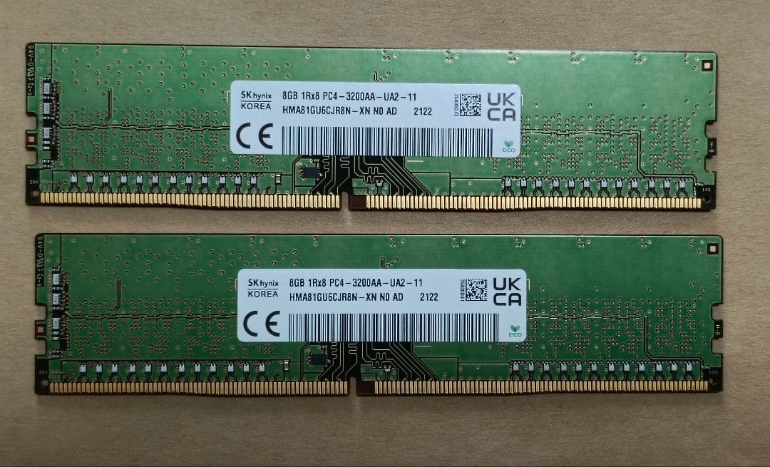 SKhynix 8GB 1R×8 PC4-3200AA-USA2-11 ×2枚