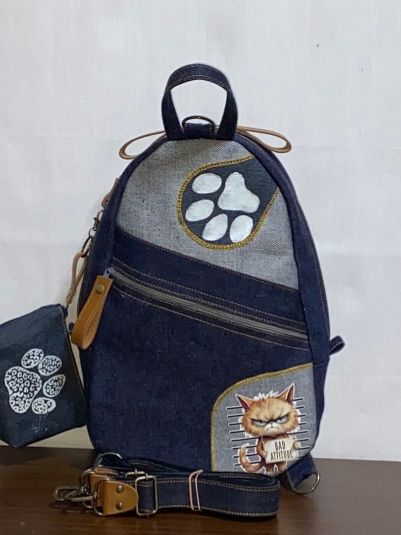 ちこ☆岡山デニム☆bad cat☆☆リュック対応☆ワンショルダーバッグ