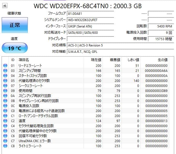 「健康状態注正常」3.5インチHDD WD RED 2TB 2個まとめ