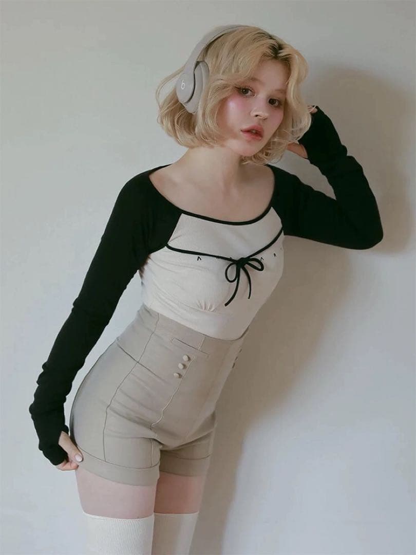 新品 andmary Alma ribbon ブラック Tシャツ リボンデザイン