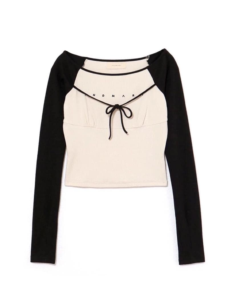 新品 andmary Alma ribbon ブラック Tシャツ リボンデザイン