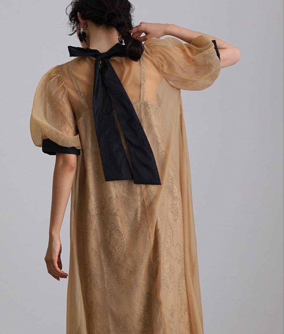 【がんたろう】atlo Aラインシアードレス パーティードレス M