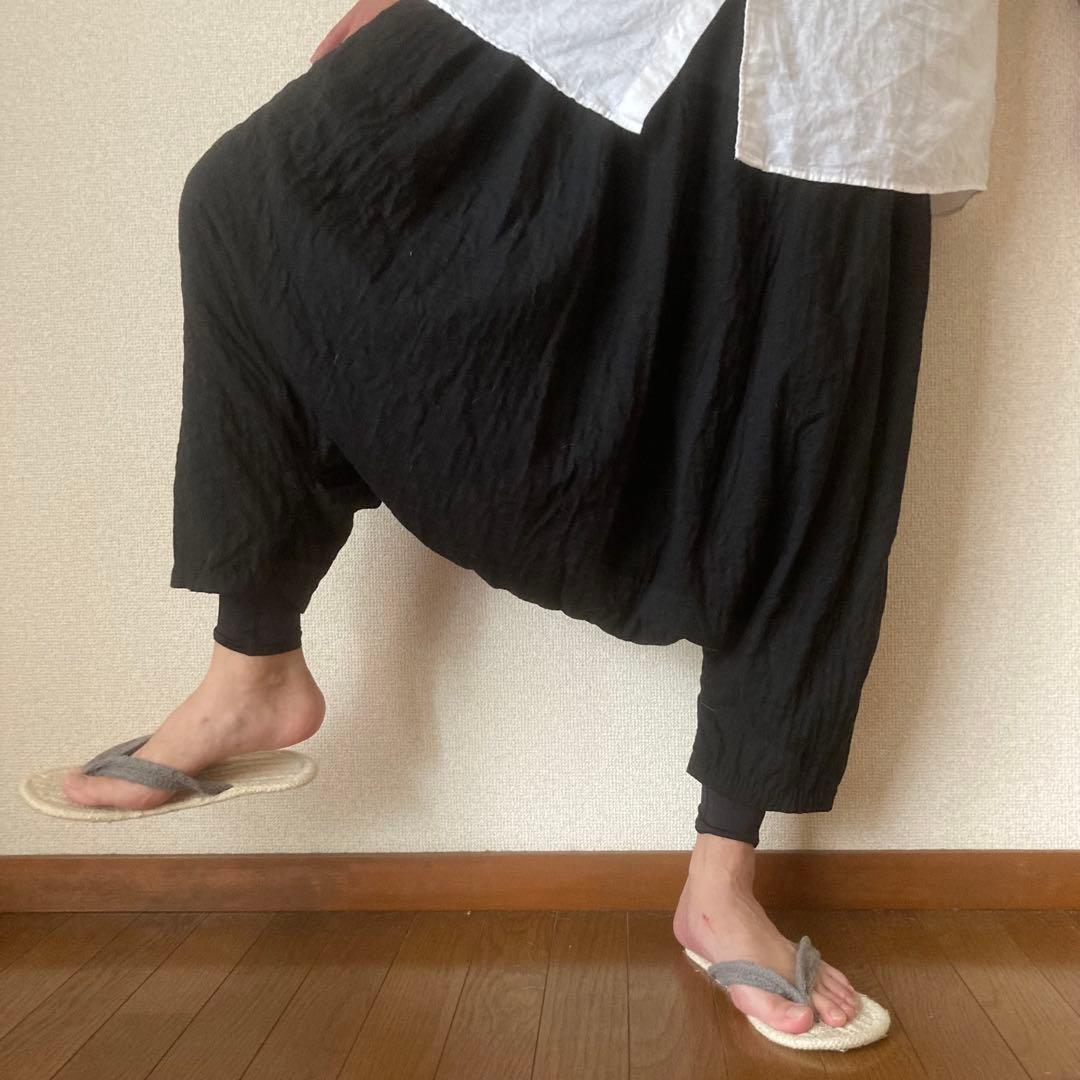 【美鬼　☆様お取置き】ゆったりシルエット ダブルガーゼ サルエルパンツ ブラック