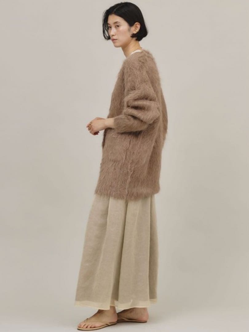 美品カレンソロジーCurensolog アルパカキモウカーディガン　ベージュ