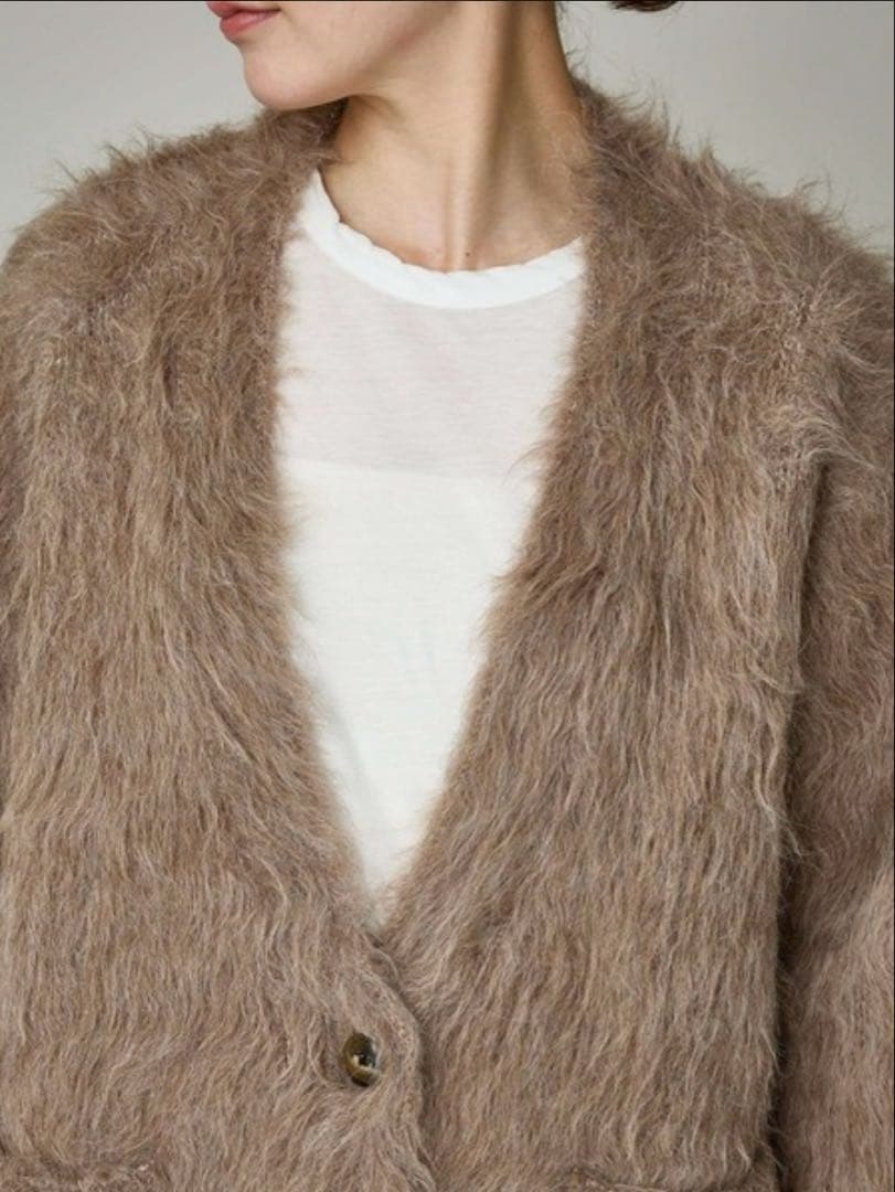 美品カレンソロジーCurensolog アルパカキモウカーディガン　ベージュ