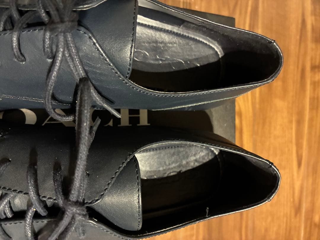 【極美品】コーチ プレーントゥ グラハムダービーシューズ 27cm ネイビー