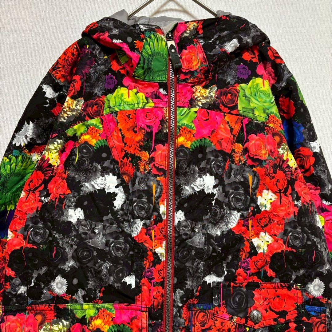 burton スノーボードウェア セットアップ レッド ネイビー M Sバラ柄