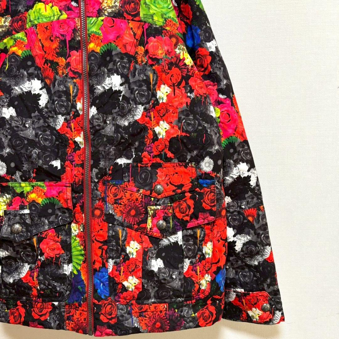 burton スノーボードウェア セットアップ レッド ネイビー M Sバラ柄