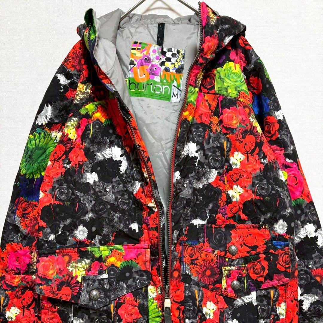 burton スノーボードウェア セットアップ レッド ネイビー M Sバラ柄