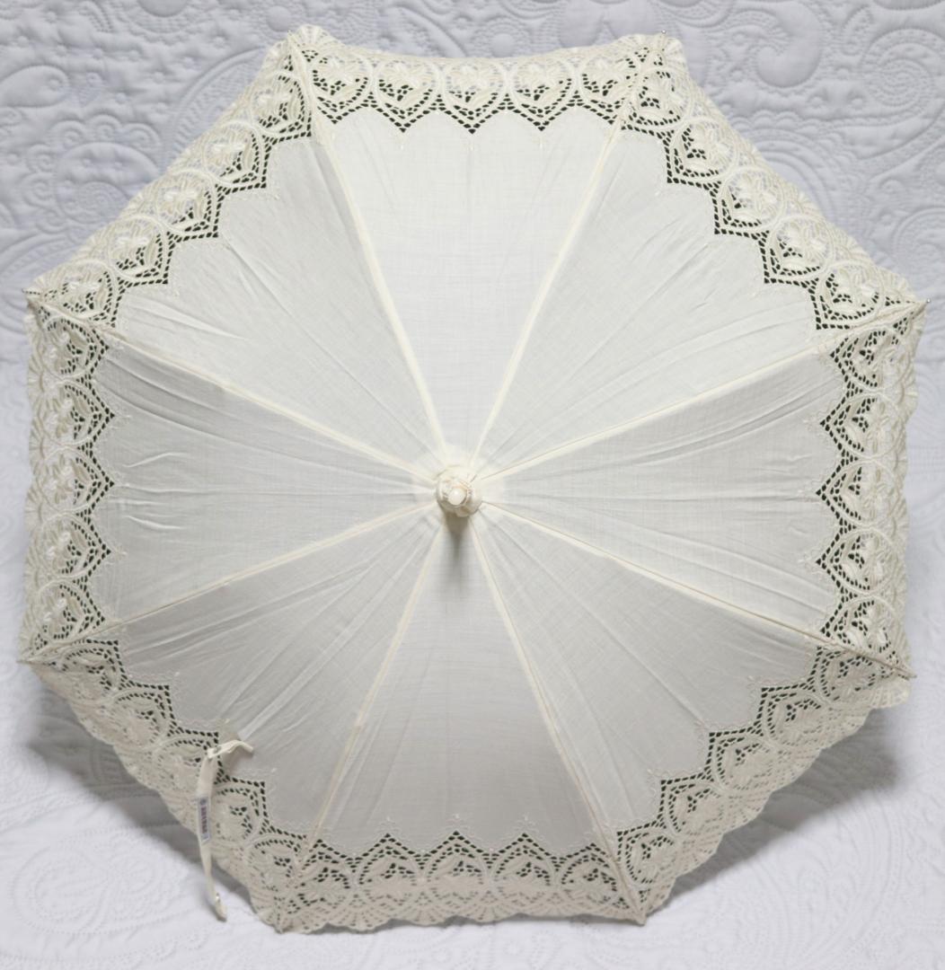 新品【前原光栄商店】長傘 繊細レース刺繍 二重張り 希少L字持ち手 高級日傘