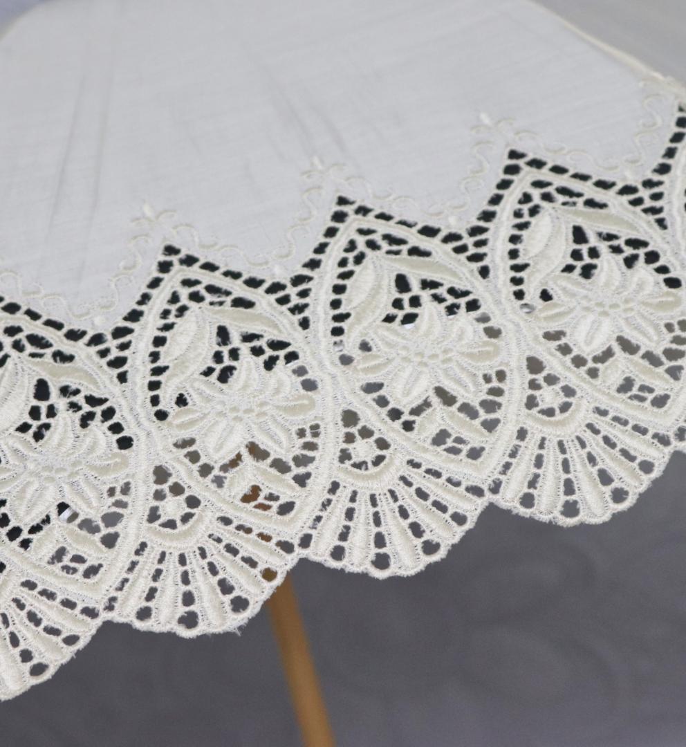 新品【前原光栄商店】長傘 繊細レース刺繍 二重張り 希少L字持ち手 高級日傘