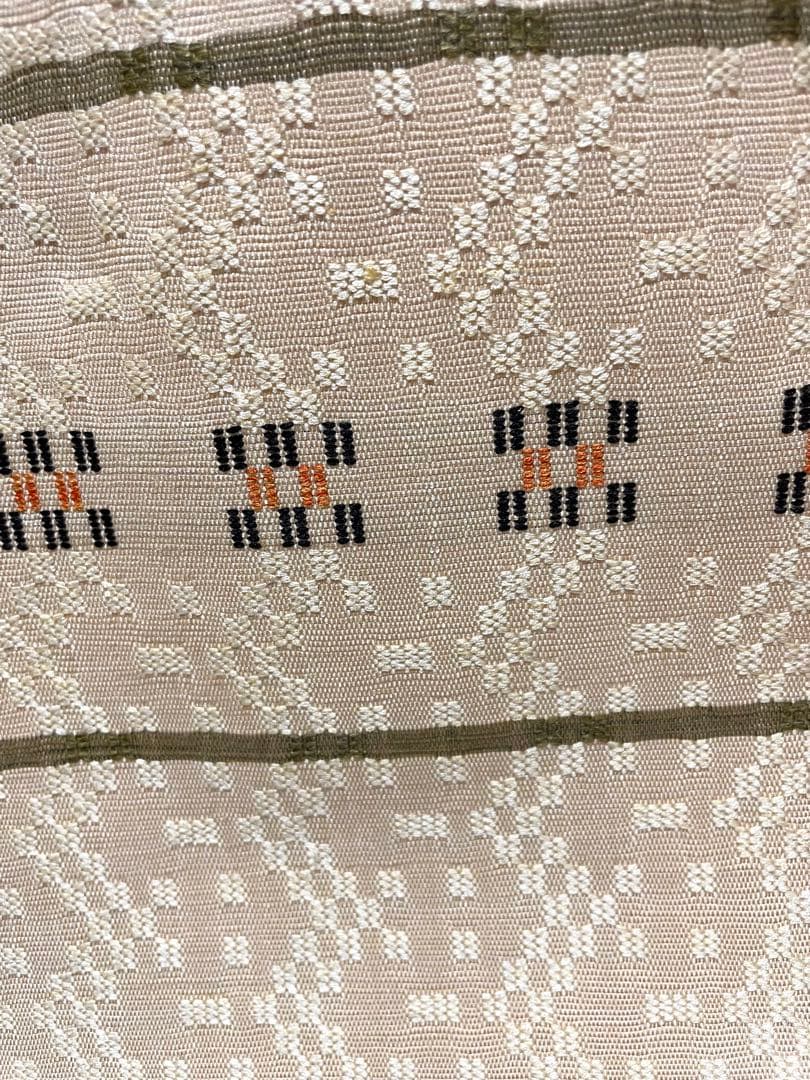 未使用 花織 紬 ベージュ 京袋